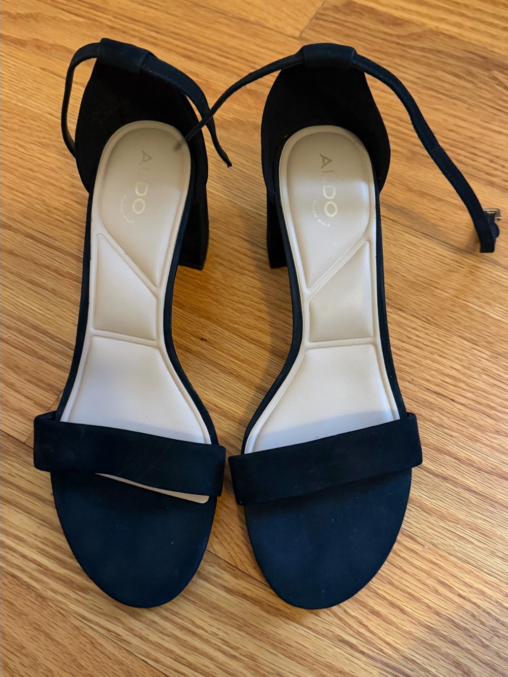 Aldo Black Suede Open-Toe Block Heel Sandals